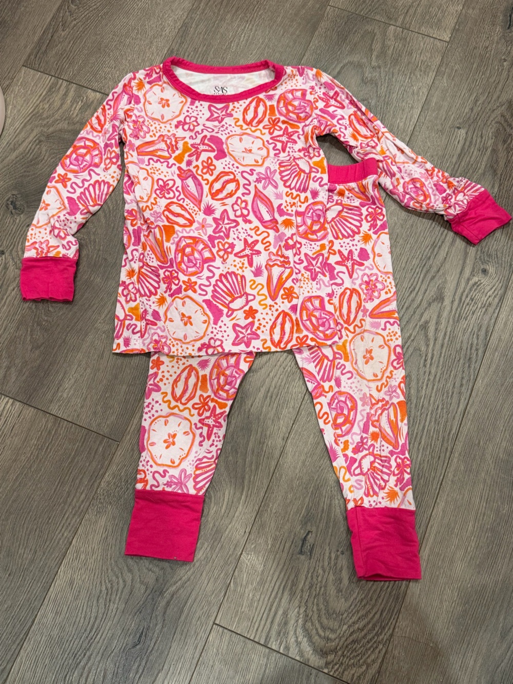 SAS Pink & Orange Seashell Pattern Kids Pajama Set